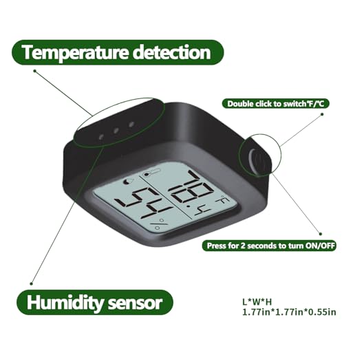 Black Reptile Thermometer and Hygrometer – LCD Digital Temp & Humidity Gauge for Bearded Dragon, Ball Python, Crested Gecko, Tortoise, Frog, Axolotl Tanks - size: KD30M-Black