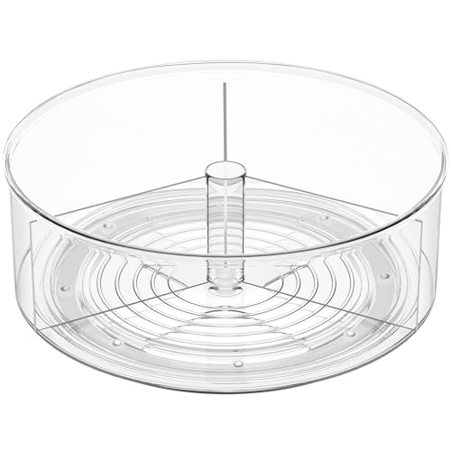 Divided Drink Packet Organizer, Largr Rotating Clear Lazy Susan Turntable | for Powdered Drink Mix, Water Drink Packet Holder, Water Flavor Packet, Coffee, Tea – Space-Saving Countertop Organizer - size: 1 Pack - Large 3 Section