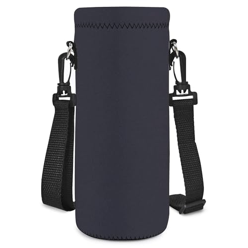 Neoprene 500ML/750ML/1000ML Water Bottle Bag Carrier, Portable Insulated Bottle Sling Holder Case Pouch with Adjustable Shoulder Strap for Men Women Walking Hiking Running - color: Dark Gray, size: 750ML