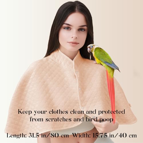 Parrot Anti-Scratch Shoulder Protector - Reusable Bird Diaper & Soft Cotton Bird Cape for Macaws, Cockatiels, Conures, Parakeets, Lovebirds and Finches (Light Yellow, Large)