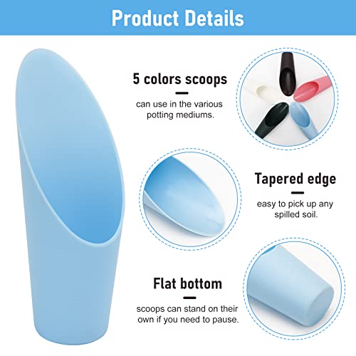 Coitak Bonsai Soil Scoops, 5 PCS Plastic Garden Soil Scoops | Colorful, Small Soil Scoops, Gardening Tools