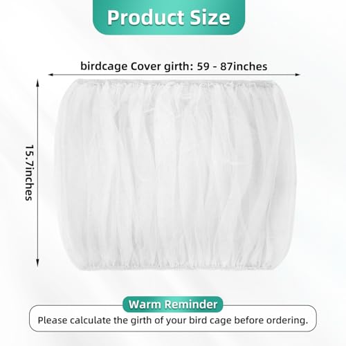 Bird Cage Seed Catcher, Seed Catcher Guard Net Cover, Parrot Nylon Mesh Net Cover, Universal Soft Airy Cage Net Stretchy Skirt for Round Square Cages (Solid-White, 15.7" x87") - color: Solid-white, size: 15.7" x87"