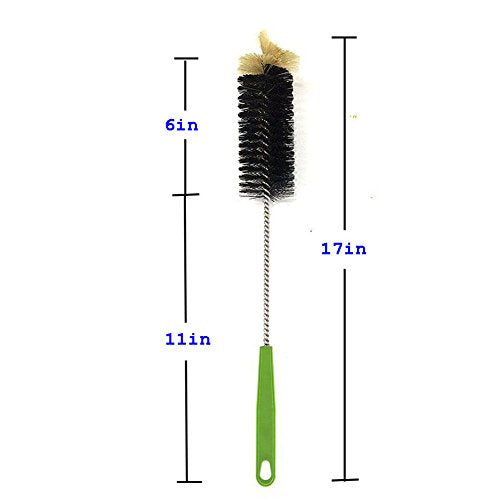 Long Bottle Brush, 17 in Bendable Cleaner Brushes for Cleaning Neck Beer Bottles, Wine, Baby Bottles, Water Bottles, Tumblers, Flask, Bird Feeder, Vase and Brewing Supplies black/2Pack - color: Black/2pcs