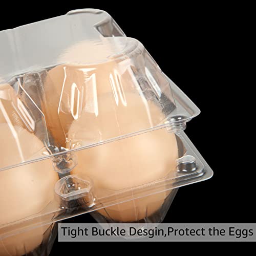 DAJAVE 100 Pack Plastic Egg Cartons, Clear Egg Cartons Bulk Holds up to 4 Eggs, Plastic Egg Holder for Family, Pasture, Farm Markets Display