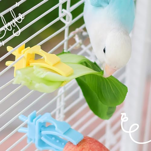 Parrot Fruit Vegetables Clip Feeder With Stable Cage Mount Durability For Bird Snacks - color: Yellow