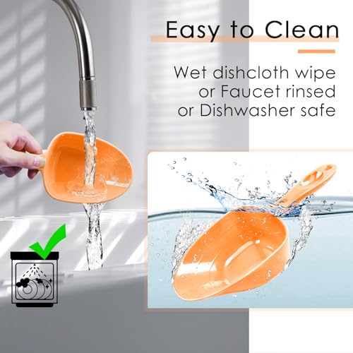 Melamine Pet Food Measuring Scoop, 1 Cup 1/2 Cup 1/4 Cup with Clear Measurement Lines for Dog, Cat, Bird, and Rabbit, Durable, Ergonomic Handle, Dishwasher safe-Orange - color: Orange