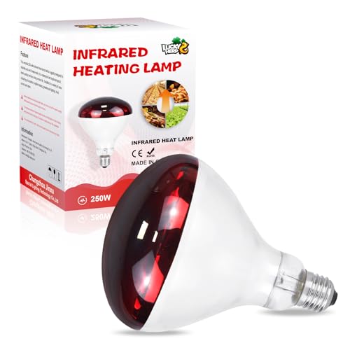 LUCKY HERP Heat Lamp for Chickens, 250 Watt Red Heat Lamp Bulbs, Infrared Heat Lamp for Chickens, Chicks, Reptile, Pets, Brooder Coop, Poultry (1 Pack) - size: 250*1
