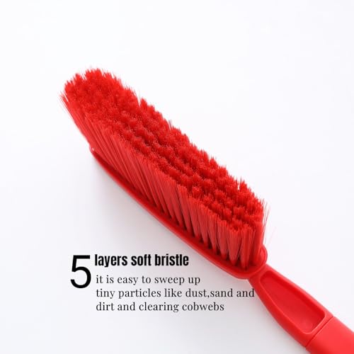 15" Red Soft Brist. Hand Broom Brush Bed Sofa Counter Hair Clear | Soft bristle hand broom brush, efficiently clear pet hair, dust debris on beds, sofas countertops for daily home cleaning. - color: Red 1