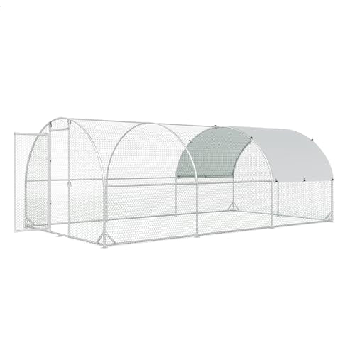 4ever2buy Metal Chicken Coop, 10x20 FT Walk-in Chicken Run Pen Poultry Cage, Water-Resistant & Anti-UV Cover, Large Chicken Coop for 18-22 Chickens - size: 231.6"L x 114.0"W x 76.0"H