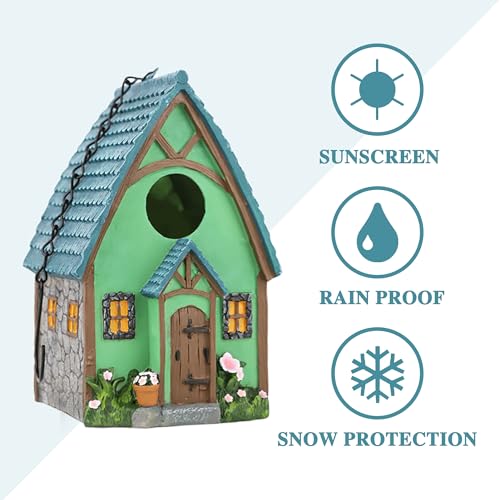 Bird House for Outside, Resting Place for Birds, Hanging Natural Bird Nest, Bluebird House Handcrafted Hut - Green - color: B-Green Bird House