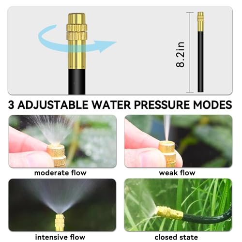 98.4Ft Drip Irrigation Kit System, 360° Bendable Garden Irrigation System | Adjustable Automatic Watering Misting System with 20 Nozzles for Greenhouse, Yard, Lawn, Plant, , 5/16" Tubing - size: 98.4Ft