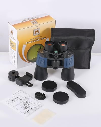 12x50 High Powered Binoculars - HD Low Light Vision for Bird Watching/Hunting/Cruise, Waterproof with Compass & Phone Adapter