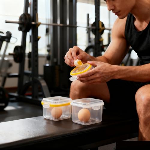 Egg Holder Container 2 PCS, Plastic Hard Boiled Egg Storage Box Leakproof Shockproof Protection, Portable Egg Tray Carriage Dispenser for Camping Picnic Travel Kitchen Outdoor (Square two-piece set)