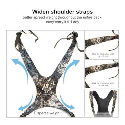 Binocular Harness Chest Pack: Bino Case with Rangefinder Pouch XL | Silent magnetic lid, one-handed access, removable pouches, rain cover, MOLLE webbing for Hunting Hiking Bird Watching - color: Camo, size: X-Large