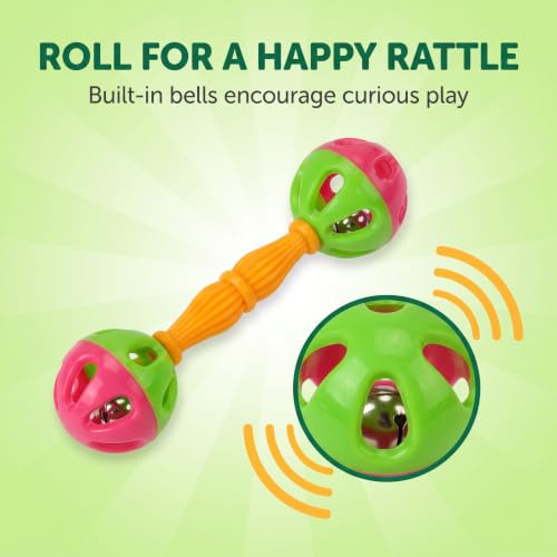 2 Pcs Bird Parrot Toy Rattle Birds Fun Exercise Plastic Double-Headed Bell Pet Toys Small and Medium Birds Foraging Foot Toy,Bird Toys, Pet Supplies