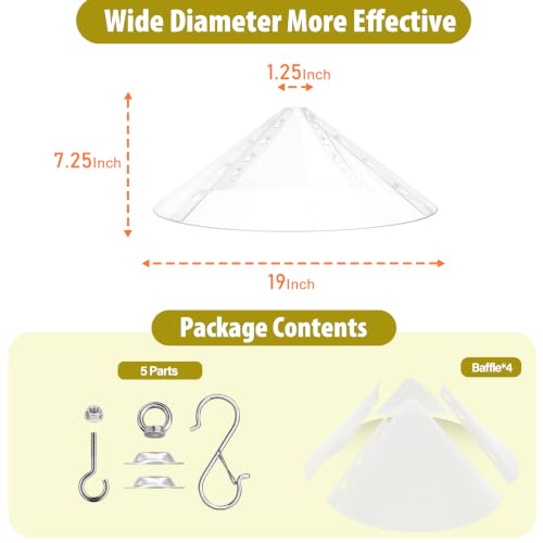 Squirrel Baffle,Squirrel Baffle for Bird Feeder Pole,19-Inch Squirrel-Proofs for Outdoor Shepherd's Hooks,Outside Hanging Mount Squirrels Guard(Clear) 1 Pack. - color: Hanging mount-White-1P
