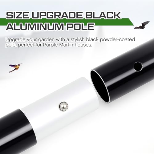 Yaocom 2 Pack 15FT Telescoping Bat House Poles Aluminum Adjustable Purple Martin House Pole with Ground Socket Heavy Duty 5-Section Pole Kit Bird Feeder Accessories for Outdoor Wildlife Nest