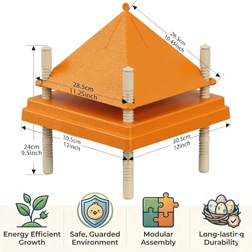 Chick Brooder Heating Plate with Anti-Roosting Cone Cover, 12" x 12" Large Brooder Heater for Chicks, Adjustable Height & Angle, Safe & Energy Efficient Radiant Heat, Keeps Top Clean & Chicks Huddled - size: 10.0"L x 12.0"W x 12.0"H