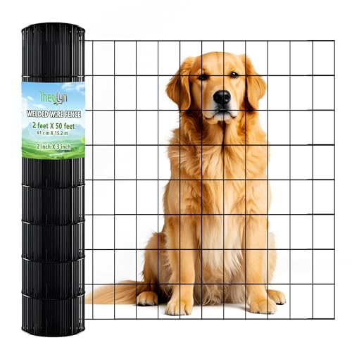 2ft x 50ft Black Vinyl Coated Welded Wire Fence | Heavy Duty Garden Fencing,Chicken Coop Poultry Run, Dog Fence & Garden Protector for Vegetables - size: 2 ft X 50 ft