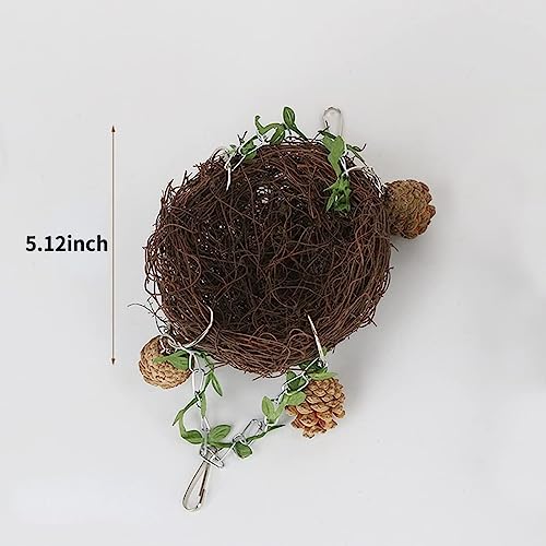 Natural Rattan Nest Small Medium Large Bird Swing for Parrot Parakeet Cockatiel Conure Cockatoo Macaw Amazon African Grey Lovebird Finch Canary Budgie Cage Perch Toy (Small) - size: Small
