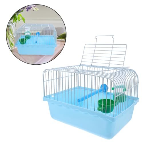 BESPORTBLE Portable Bird Carrier Travel Cage Bird Travel Cage with Perch Food Box and Waterer Spacious for Parrots Lovebirds and Small Birds 9.29 X 6.57 X 6.29 in - color: Blue