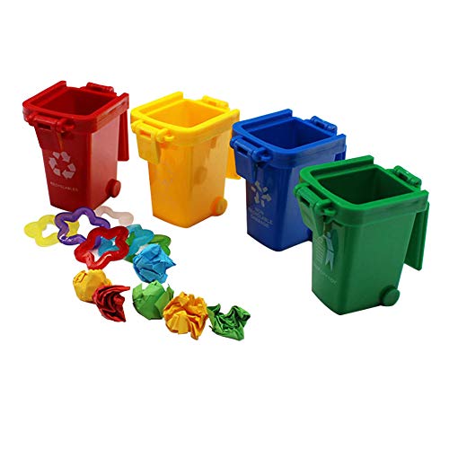QBLEEV Conure Learning Toys, Color Sorting Bin Teaching Tool Box Bird Toys | Trick prop training education interactive parrot toy, activity trick fun enrichment trash can for cockatiel quaker lovebirds