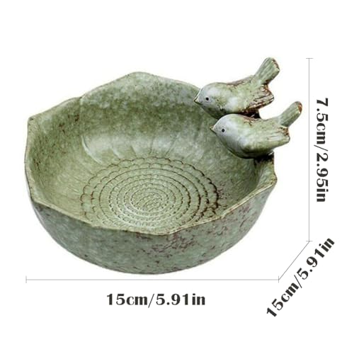 Small Ceramic Birdbath Bowl, 5.9 Inches Wild Bird Feeder Food Holder Container Bird Feeding Tray for Outside Bee Water Bath Outdoor Garden Decor