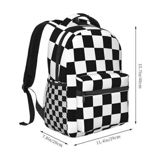 Fiokroo Checkerboard Checkered Backpack School Bag For Students Teens Men Women Laptop Backpacks Travel Daypack Bag With Multiple Pockets - color: Checkered Backpack