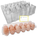 Large Plastic Egg Cartons 30 Packs with Sticker Labels for 12 Eggs, Cheap Bulk Egg Tray Egg Container Holder for Refrigerator, Storage, Family, Chicken Farm, Market, Camping