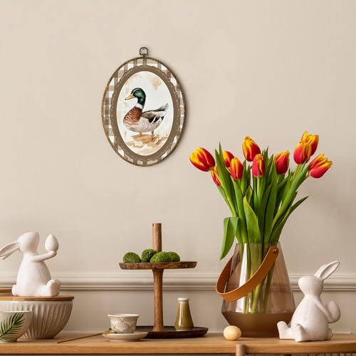 EGVQK Vintage Mallard Duck Nursery Oval Wall Art Decor, Rustic Farmhouse Duck Canvas Prints, Wildlife Cottagecore Animal Oval Canvas Hanging Decor for Nursery Play Room Bedroom, 8.5x11.5in - color: animal_16