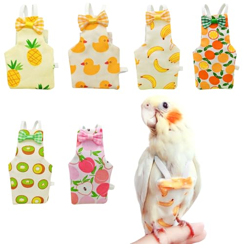 6 Pcs Bird Diapers FAURAPMNG Parrot Nappy Flight Suit Reusable Cockatiel Clothes with Elastic Back Rope Waterproof Inner Layer Washable Diaper Pants for Parakeets, Budgies, Mini Macaws, Quaker Parrots - size: Medium