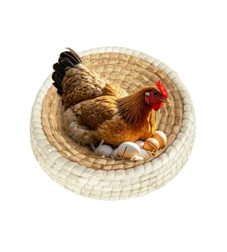 Chicken Nest for Chicken Coop, Handmade Woven Flat Base Straw - 2 Pack 15.5"x15.5"x3.5" Premium Laying Hen Nesting Pads (2 nest)