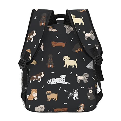 Fiokroo Puppy Dogs Cute Animals Backpack School Bag For Students Teens Men Women Laptop Backpacks Travel Daypack With Multiple Pockets Cute Dogs（black） - color: Cute Dogs（black）