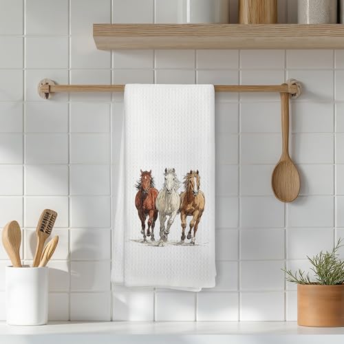 Horse Kitchen Towels, Horse Lover Gifts Tea Dish Towels for Kitchen Decor, Farmhouse Western Farm Animal Hand Towel for Bathroom, 16x24 Inch - color: 06color