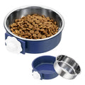 Crate Dog Bowl, Removable Stainless Steel Pet Cage Hanging Anti-Overturn Food Water Feeder Cage Cup (Round, Dark Blue, 25.3oz), Intended for Puppies/Cat/Rabbit/Bird - color: Dark Blue, size: 6.4"(25.3oz)