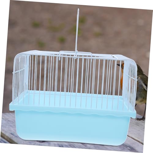 Garneck Portable Lightweight Bird Cage for Lovebirds and Small Animals Easy to Clean Travel Carrier Transparent Window for Parakeets and Cockatiels - color: Sky-blue