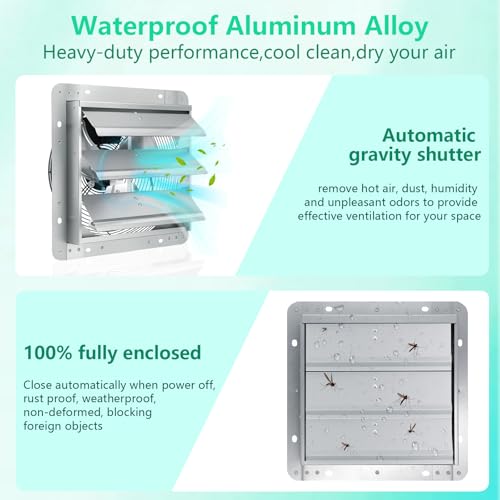 7 inch Louvered Exhaust Fan with ON/OFF Switch,Shutter Exhaust Fan 1600 RPM,760 CFM Ventilator Fan for Greenhouse, Gable, Barn, Garage, Shed,Chicken Coops Vent Fans - color: With ON/OFF Power Cord, size: 7inch