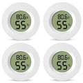 4-Pack Mini Hygrometer Thermometer Digital Humidity Meter Indoor/Outdoor Humidity Monitor with Temperature Sensor for Reptile Terrariums, Jars - Fahrenheit/Celsius White
