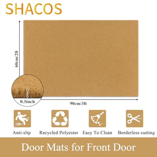 SHACOS 2x3ft Artificial Coir Door Mat Indoor Outdoor | Non-Slip, Dirt Trapping, Low Pile 0.3", Welcome Doormat, Front Door Porch Entryway Patio Entrance - color: Artificial Coir, size: 2x3ft