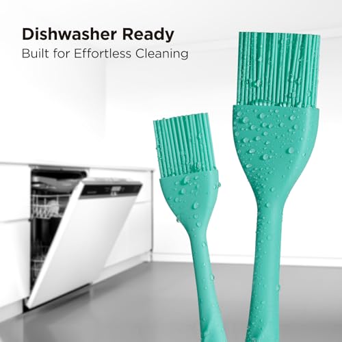 Kitchen Mama WaltzGrip Platinum Silicone Basting Pastry Brush, Teal | Heat-Resistant, For Cooking, Baking, Grilling, Spreading Oil or Butter, Dishwasher-Safe - color: Teal