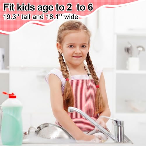 Newcotte Stripes Kids Aprons, Adjustable Cotton Bib Chef Apron with 2 Pockets for Cooking Painting Baking Toddler Boys Girls - color: Pink
