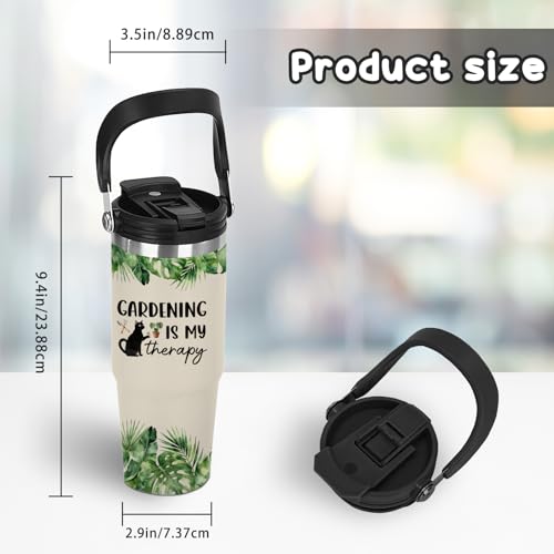 Garden Gifts for Plant Lovers - 30oz Insulated Stainless Steel Tumbler with Handle, Cute Leak-Proof Water Bottle for Cat Lovers Gardeners, Gardening is my therapy, Gifts for Gardening Days - color: Garden1