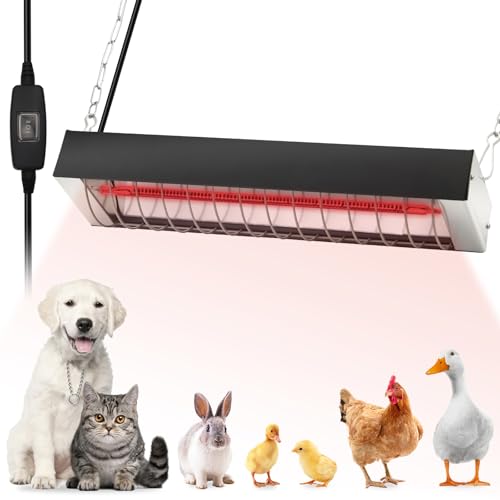 Chicken Coop Heater 330W Carbon Fiber Heating Lamp 2 Temperature Modes Hanging Heat Lamp for Chicks Brooder, Duck, Pet House, Poultry, Greenhouse Plant
