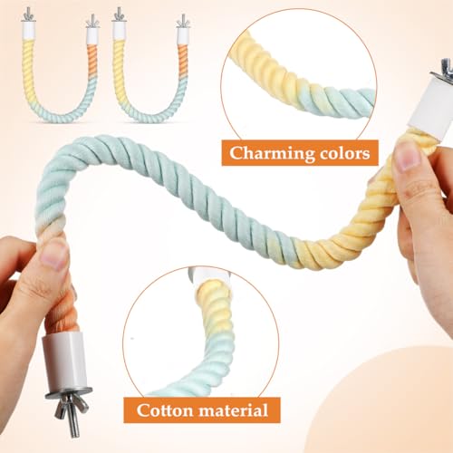 NOLITOY Flexible Bird Rope Perch Cotton Stand for Parrot Macaw Conure Finch | 3 pcs Bendable Metal Wire, Soft Woven Exercise Toy, Climbing System, Entertainment Device 31.4 inch