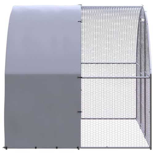 Large Chicken Coop Galvanized Steel Walk-in Poultry Run Hen House 9.8 x 9.8 x 6.6 ft Outdoor Metal Enclosure with Polyethylene Roof Backyard Flock Sanctuary - color: Silver-D, size: 9.8 x 9.8 x 6.6 ft (W x L x H)