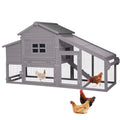 GUTINNEEN Chicken Coop Mobile Outdoor Chicken House Hen Coop with Wheels Nesting Box, Poultry Cage Duck House with Run - color: Gray