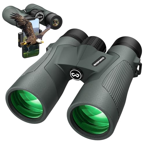 WOSPORTS 10x42 Binoculars for Adults - IP67 Waterproof Binoculars for Bird Watching, Camping, Hiking - color: Green