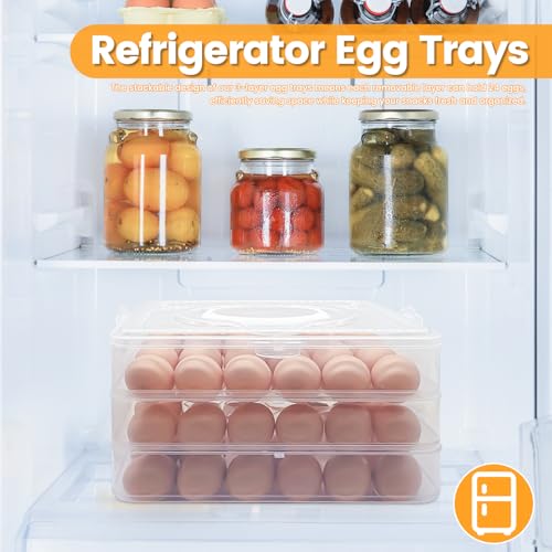 3 Layer Deviled Egg Containers with Lid,Portable Deviled Egg with Handle,Egg Carrier Holder Tray with 72 Holes for Thanksgiving Day,Party Favor Home Kitchen Refrigerator Supplies - style: 3-layer 72egg