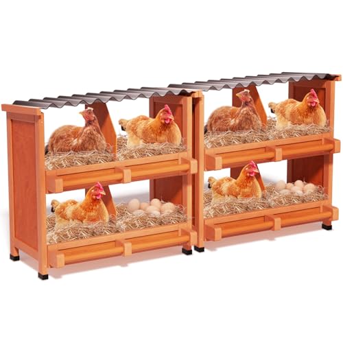 Chicken Nesting Boxes,8 Compartments Wooden Nesting Boxes for Chickens,Laying Nest Boxes for Hens Ducks Poultry Protect Eggs Chicken Coops Easy Egg Collection (8 BOXS) - size: 8 BOXS