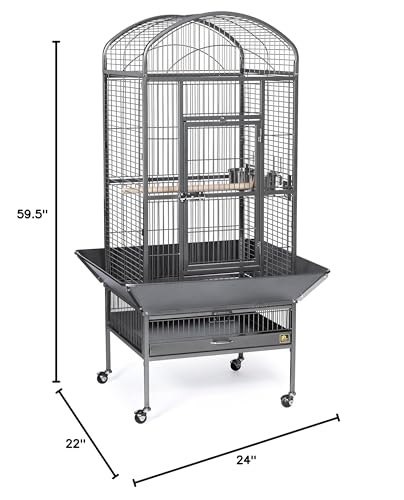 Prevue Pet Products Dometop Bird Cage - Large, Black Hammertone | for Parrots, Conures, Caiques, Small Cockatoos, Big Bird Cage with Wheels, Indoor or Outdoor